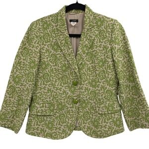 Vintage Y2K J. Crew Blazer Lady Jacket 4 Green Paisley Floral Twee Preppy